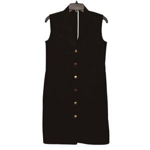 CÉLINE V-Neck Sleeveless Cotton Blazer Dress